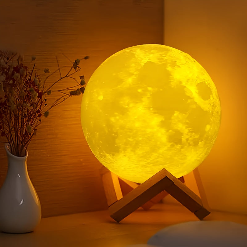 D5 Starry Moon Lamp 8Cm - LED Night Light with Stand, Perfect for Bedroom Decor and Gifts