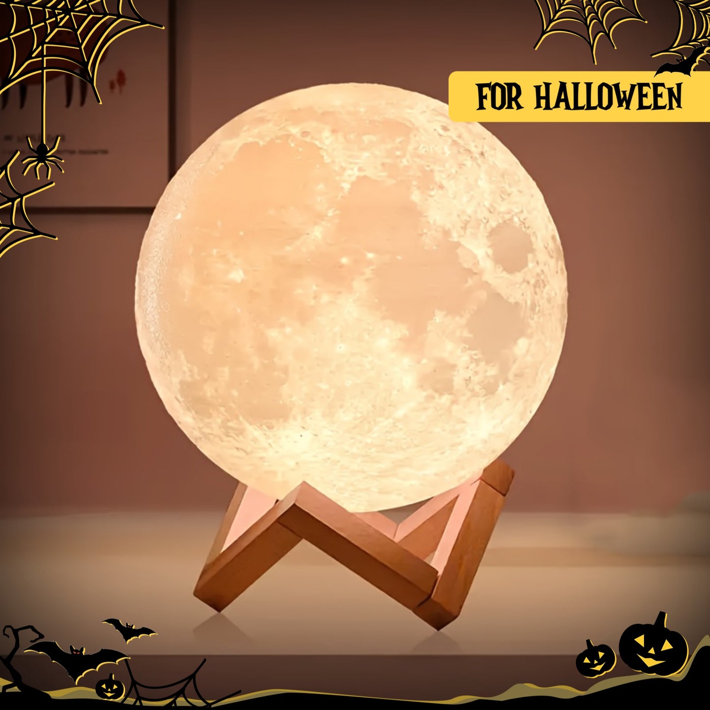 D5 Starry Moon Lamp 8Cm - LED Night Light with Stand, Perfect for Bedroom Decor and Gifts